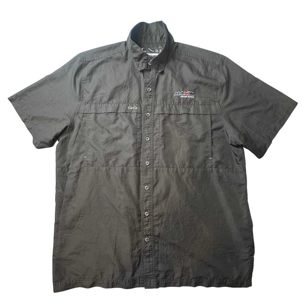 GameGuard Shirt Mens XL Brown Maxim Crane Works Fishing Vented Short Sleeve 1023